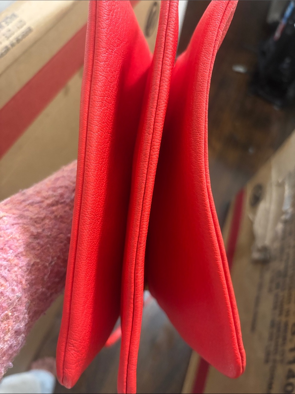 Celine Red Leather Trio Crossbody Bag